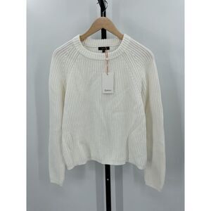 Quince Women's 100% Organic Cotton Fisherman Crew Sweater Ivory White M